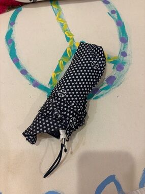 Tory Burch Navy and White Polka Dot Kids Umbrella